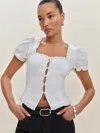 Reformation Rosemary Linen Top In White