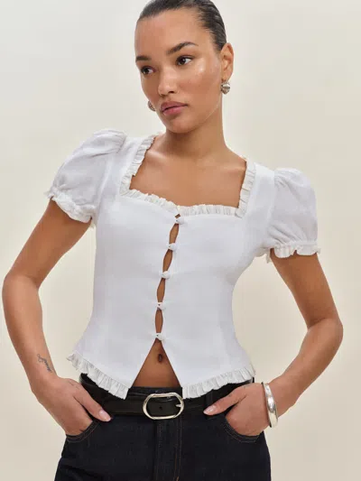 Reformation Rosemary Linen Top In White