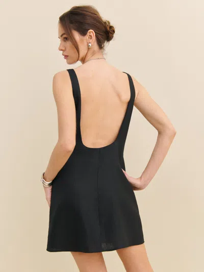Reformation Rosemond Linen Dress In Black