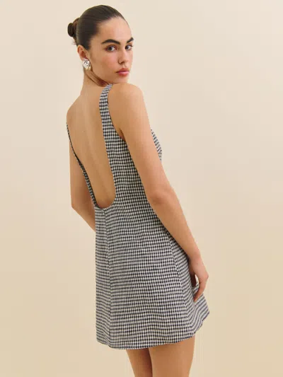 Reformation Rosemond Linen Dress In Remy Check