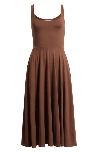 Reformation Rou Jersey Midi Dress In Brown