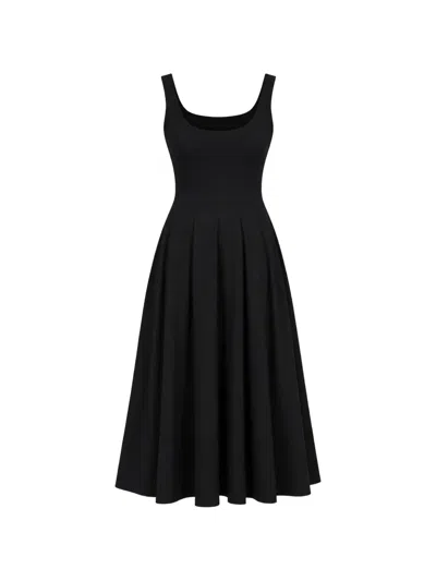 Reformation Rou Sleeveless Pleated Midi Dress In Black