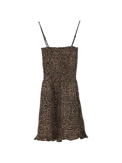 Pre-owned Reformation Rouen Animal-print Mini Dress In Brown
