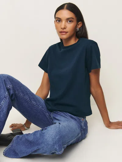 Reformation Rowan Crew Tee In Midnight