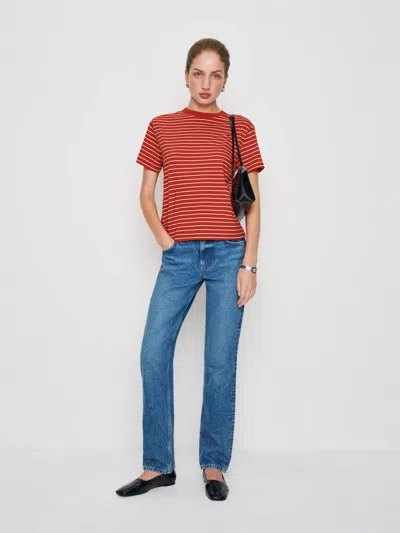 Reformation Rowan Crew Tee In Red