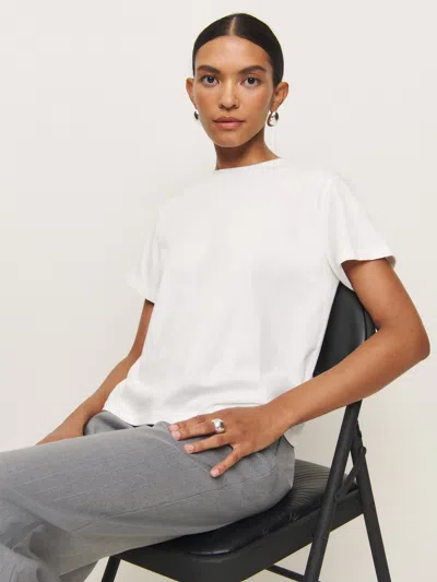 Reformation Rowan Crew Tee In White