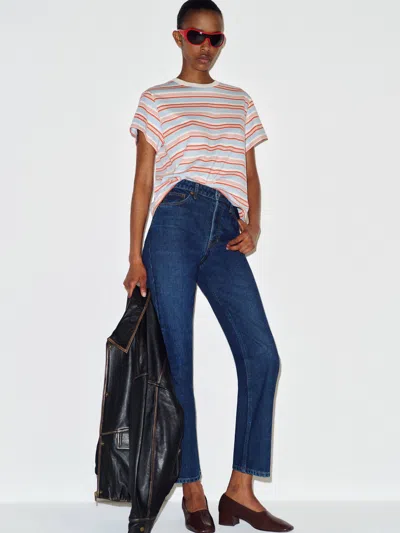 Reformation Rowan Crew T-shirt Medium In Blue