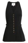 Reformation Rowe Darted Crepe Top In Black