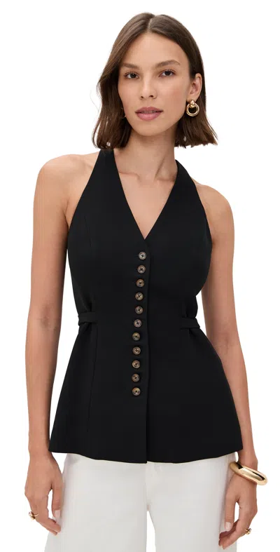 Reformation Rowe Darted Crepe Top In Black