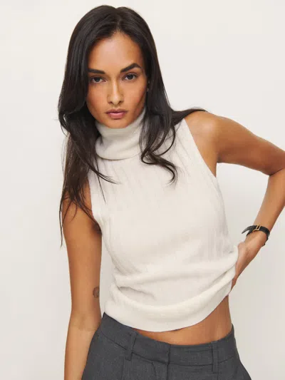 Reformation Rowyn Cashmere Turtleneck Tank In Gossamer