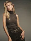 Reformation Rowyn Cashmere Turtleneck Tank In Walnut
