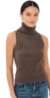 Reformation Maison Rib Sleeveless Top In Walnut