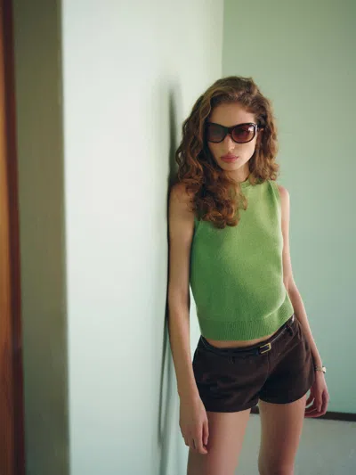 Reformation Roxana Cashmere Sweater Tank Top Green Bean Xs