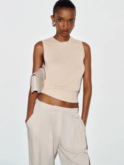 Reformation Roxana Cashmere Sweater Tank Top Natural Large In Neutral