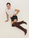 Reformation Roxanne Over The Knee Boot In Chocolate Suede