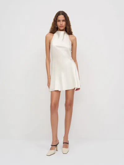 Reformation Roy Silk Mini Dress Ivory 12 In White