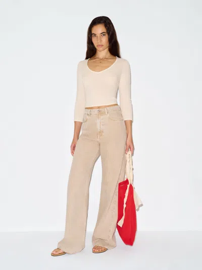 Reformation Roya Cashmere V-neck Ivory Small In Multi