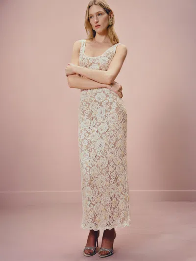 Reformation Rozzi Dress Champagne Lace 12 In Gold