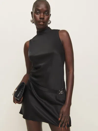 Reformation Rubia Satin Dress In Black