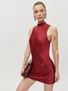 Reformation Rubia Satin Dress In Rubies