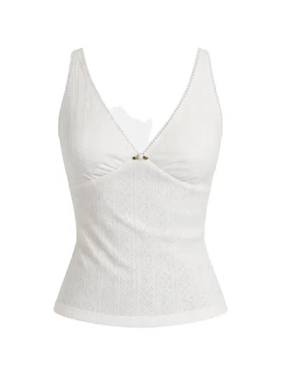 Reformation Rue Pointelle V-neck Top In White