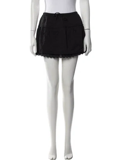 Pre-owned Reformation Ruffle Embellishment Mini Skirt In Black