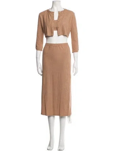 Pre-owned Reformation Ruffle Embellishment Skirt Set In Neutral