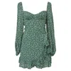 Reformation Ruffled Cammi Floral Print Mini Dress In Green Viscose In Green