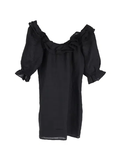 Pre-owned Reformation Ruffled Mini Dress In Black