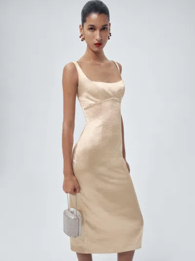 Reformation Rune Dress Gold 0 In Neutral
