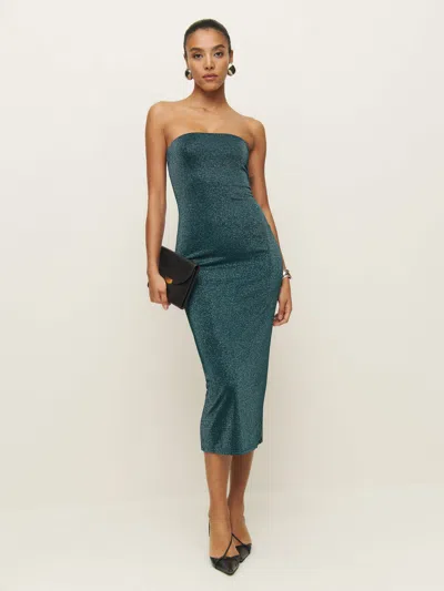 Reformation Ryden Knit Dress In Mermaid Sparkle