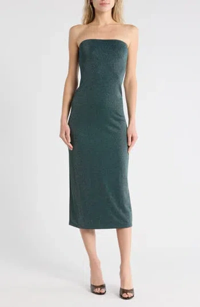 Reformation Ryden Strapless Metallic Knit Midi Dress In Mermaid Sparkle
