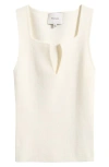 Reformation Rylie Notched Rib Sweater Tank In Fior Di Latte