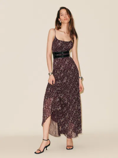 Reformation Sabien Dress In Burgundy Bunch