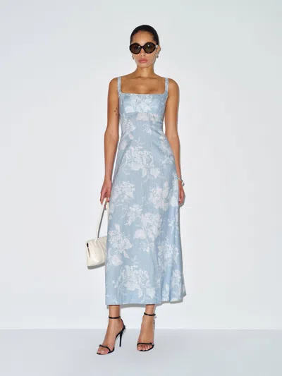 Reformation Sabine Linen Dress Blue 6