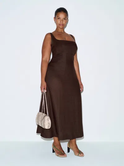 Reformation Sabine Linen Dress Es Brown 24
