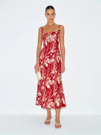 Reformation Sabine Linen Dress Red 12