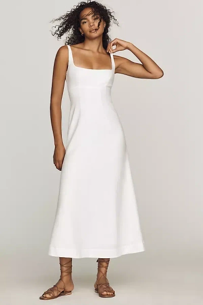 Reformation Sabine Linen Midi Dress In White