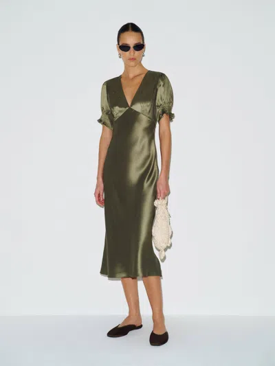 Reformation Sacha Silk Dress Green 10
