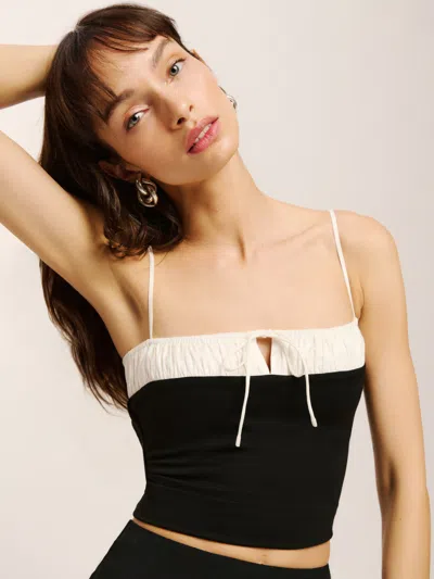 Reformation Sadie Knit Top In Black And White