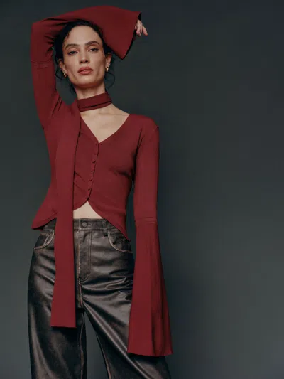 Reformation Sage Bell Sleeve Cardigan In Sangre