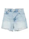 Reformation Saige High Waist Raw Hem Denim Cutoff Shorts In Blue