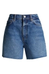 Reformation Saige High Waist Raw Hem Denim Cutoff Shorts