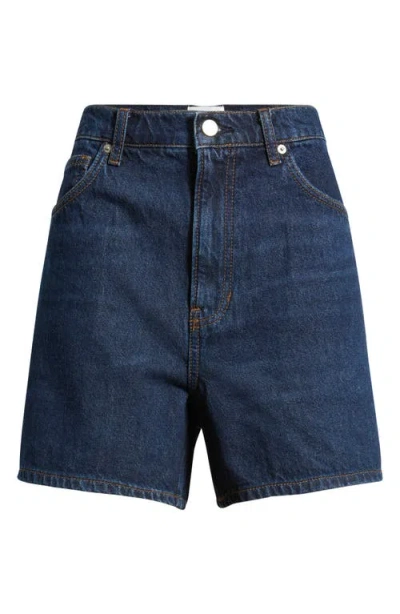 Reformation Saige High Waist Raw Hem Denim Cutoff Shorts In Blue