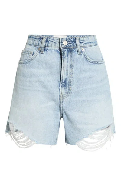 Reformation Saige High Waist Raw Hem Denim Cutoff Shorts In Pattern