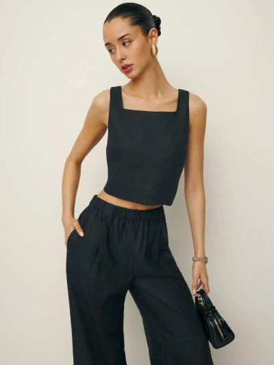 Reformation Saige Linen Top In Black