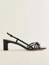 Reformation Eleonora Sling Back Block Heel Sandal In Black Patent