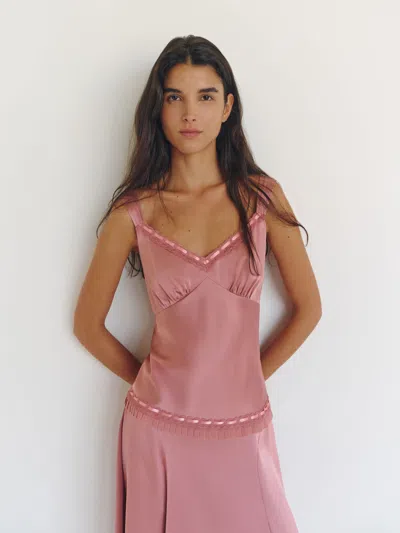 Reformation Salome Silk Top Pink 0