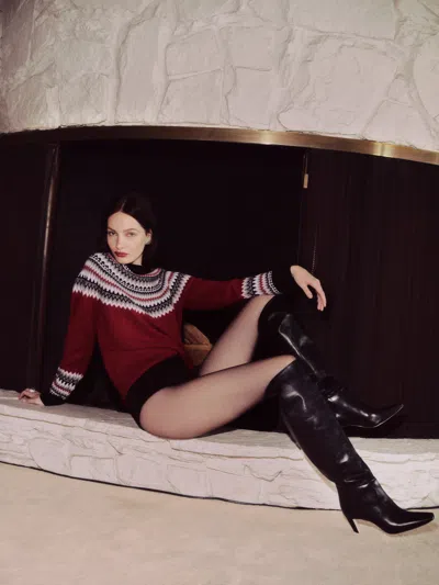 Reformation Sam Cashmere Fairisle Crew In Crimson Multi