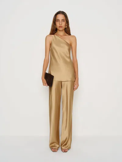 Reformation Samantha Silk Two Piece In Gold